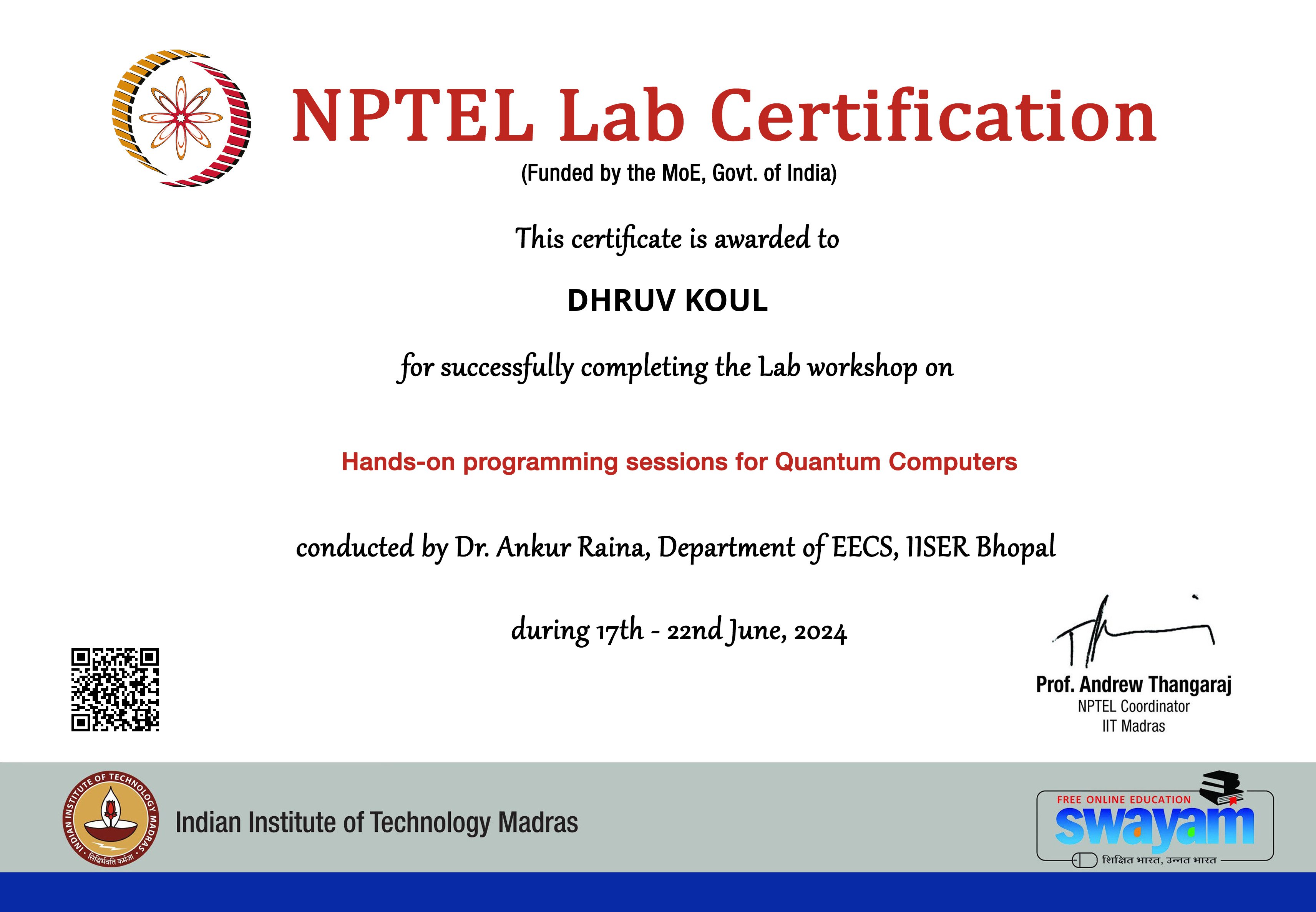 NPTEL Certificate